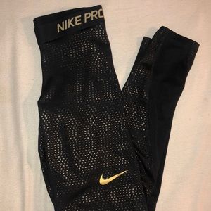 Nike Pro Black & Gold Leggings